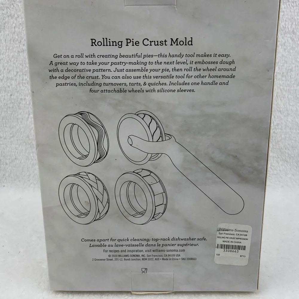 Williams Sonoma Rolling Pie Crust Mold Set of 4 Patterns
